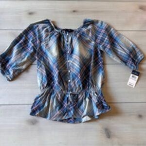 Ralph Lauren Pink Blue and Cream Blouse